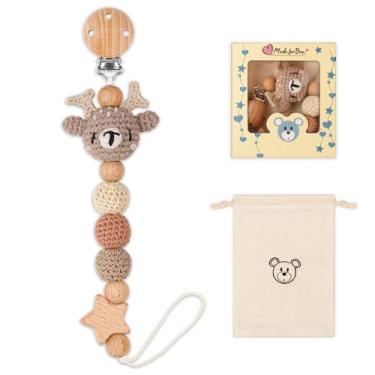 Imagem de LSTRAGY Clipe de chupeta, clipe de chupeta de animal fofo para meninos e meninas, a maioria das chupetas, mordedores de bebê, chá de bebê e essenciais para bebês (alce)