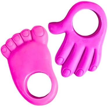 Imagem de Kit Mordedor Bebê Mãozinha e Pezinho Massageador de Gengiva Macio Rosa