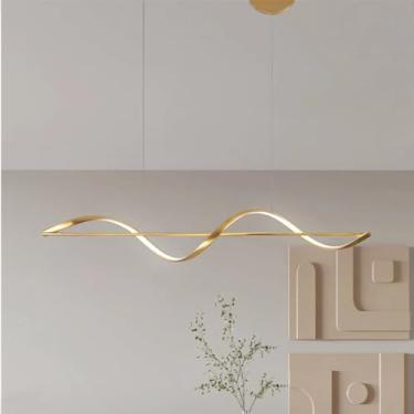 Imagem de Luminária pendente LED para sala de jantar, com intensidade ajustável e controle remoto, ideal para cozinha, sala de estar, mesa de jantar, escritório ou bar. Altura ajustável, 30W, comprime