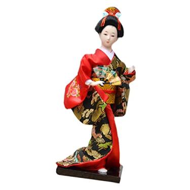 Imagem de Wswqop Boneca Gueixa Japonesa de Kimono de 27 Cm, Estátua Humanoide em Resina, Figura Colecionável, Presente Artesanal em Estilo Nacional, VERMELHO