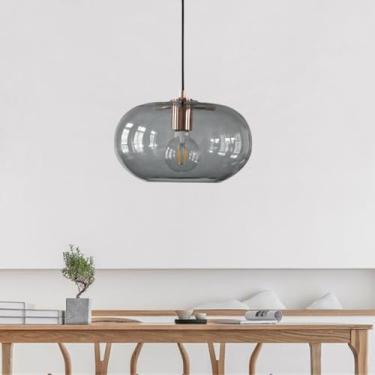 Imagem de Luminária pendente de vidro para mesa de jantar, estilo lustre moderno com bolas de vidro, altura ajustável, decoração criativa para interiores, ideal para sala de estar, sala de jantar ou b