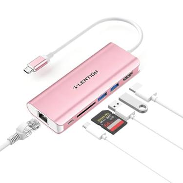 Imagem de LENTION Hub USB C com 4K HDMI,RJ45 10000mb/s leitor de cartão SD, 2 USB 3.0, carregamento tipo C e Ethernet compatível com MacBook Pro 2022-2016, novo Mac Air/Surface/Steam, mais,