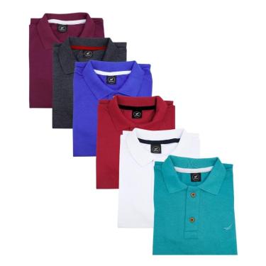 Imagem de Kit 6 Camisa Polo Masculina Piquet-Masculino