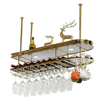 Imagem de Prateleiras de vinho de teto, suporte de talheres de suspensão ajustável em altura, prateleira flutuante para garrafa de mesa, rack de vinho suspenso industrial, rack de vidro para bar DIY 60/80/100