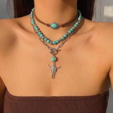 Imagem de Conjunto De Colar Feminino Vintage Étnico Com Pingente De Cabeça De To