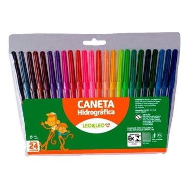 Imagem de Canetinha Colorida Hidrográfica 24 Cores - Atóxica - Leo&leo - Leo e L