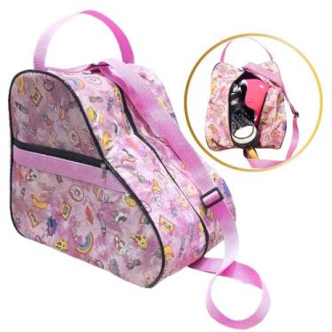 Imagem de Mochila Bolsa Para Patins Quad Infantil In Line Patinação-Chiclete/ros