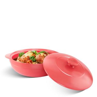 Imagem de Minh Long 3qt Forno holandês de porcelana, caçarola de cerâmica com tampa, panela de barro para cozinhar, usar para marinar, cozinhar, assar, refrigerar e servir, ideal para o dia dos pais