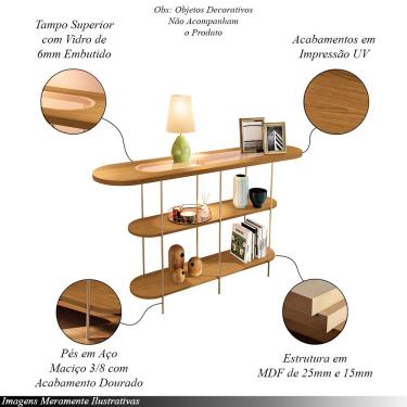 Imagem de Aparador Decorativo Sala de Estar Walker Pés em Aço Tampo Vidro Cinamomo G26 - Gran Belo