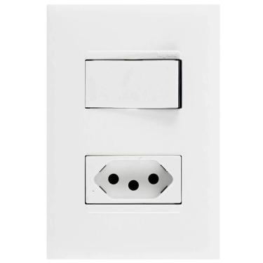 Imagem de Interruptor Simples De 10 Ampères E Tomada 2p+t De 20 Ampères 4x2 Branco - 615073bc - Pial Plus