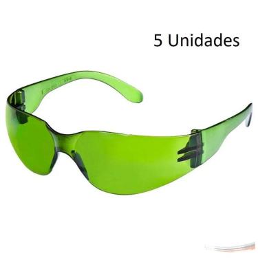 Imagem de Kit 5 óculos Proteção Segurança Epi Croma Verde Promoção