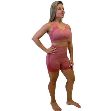 Imagem de Conjunto Com Shorts E Top Feminino Modelo Sem Costura Para Corrida Aca