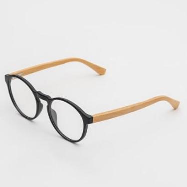 Imagem de Armação Óculos de Grau Masculino Redondo Haste de Bambu / Gael- Óculos Sunrise-Masculino