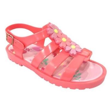 Imagem de Sandália Menina Pimpolho Colorê PVC Flores Salmão 0130377E-Feminino