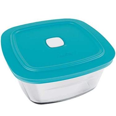 Imagem de Tigela Quadrada 2L Marinex Facilita Pote De Vidro Temperado Com Tampa 