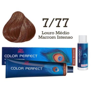 Imagem de Coloração Color Perfect 7.77 Louro Médio Marrom Intenso Ox 20 Welloxon