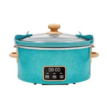 Imagem de Panela elétrica slow cooker 6L Pioneer Woman floral azul com tampa travável, display digital e timer programável, 220W, 110V