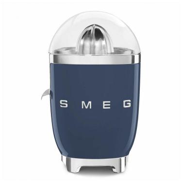 Imagem de Espremedor de cítricos elétrico Smeg azul marinho retrô com acionamento automático, bico antigotejamento e peças laváveis em lava-louças