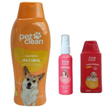 Imagem de Kit POP Pet Clean Shampoo + Perfume + Condicionador Pet Cães, Natural 