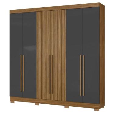 Imagem de Guarda Roupa Casal 2030230 6 Portas 230 Cm Atacama Grafite Ripado Armoveis