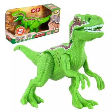 Imagem de Boneco Dinossauro Raptor Articulado Com Luz E Som Para Crianças Aventu