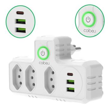 Imagem de Extensão Sem Fio Tomada Adaptador 06 em 01 Multifuncional com Duplo US