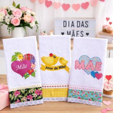Imagem de Pano de Prato Dia das Mães Bordado Kit 8 peças Lançamento - Santa Marg