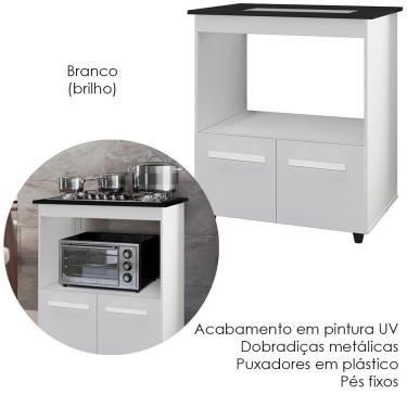 Imagem de Balcão Para Cooktop 4 Bocas 2 Portas 75 Cm Elisa Branco Mobbs Branco