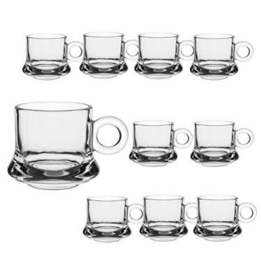 Imagem de Jogo 10 XícarasDe Café Caneca Vidro Robusta Lisa 85ml Em Casa Tem