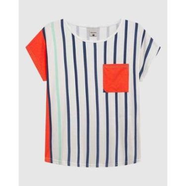 Imagem de Blusa Ampla Feminina Estampada Detalhe Bolso Frontal Em Viscose Stretch-Feminino