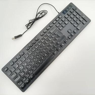 Imagem de Teclado De Escritório De 104 Teclas, Teclado Alemão/Francês/Espanhol/Italiano/árabe/Sueco/Russo/Português, Porta Usb, Ultra Fino E Silencioso, Bem Layout De Teclas, Black, PT