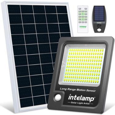 Imagem de Luminária Solar Externa Preta Com Sensor De Movimento E Controle Remot