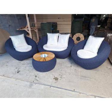 Imagem de Conjunto Jogo Poltronas Com Sofá Champanheira Luxo Varanda Deck Piscin