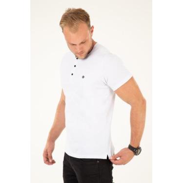 Imagem de Camiseta Premium - Henley Branca - Orbis For Man, M