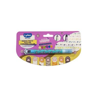 Imagem de Marca Texto Lyke com Cheirinho de Frutas Glitter e Carimbo Roller Ponta Chanfrada 1 Uni...