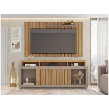 Imagem de Rack para TV até 60 com Painel 2 Portas Caemmun New Osca, Buriti e Fen