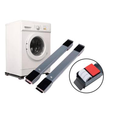 Imagem de Suporte de Base com Rodízios OEM para Geladeira Fogão Máquina de Lavar e Lava-Louça Até 200kg Ajustável Prata