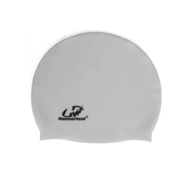 Imagem de Touca de Natação Silicone Lisa - Prata para Proteger Fios de Cabelo com Conforto Absoluto e Alta Resistência Hammerhead
