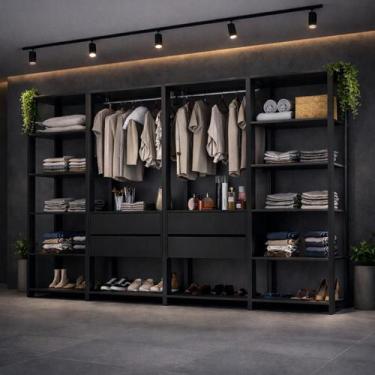 Imagem de Guarda-Roupa Closet Modulado Arizona 4 Gavetas 270cm Multimóveis MP478