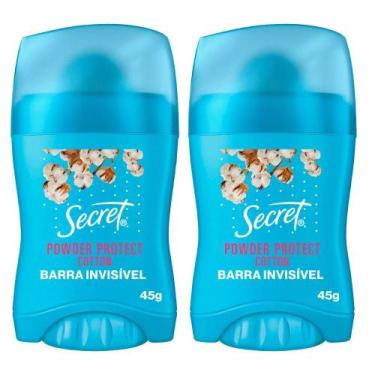 Imagem de Kit 2 Antitranspirantes em Barra Secret Powder Protect Algodão 45g
