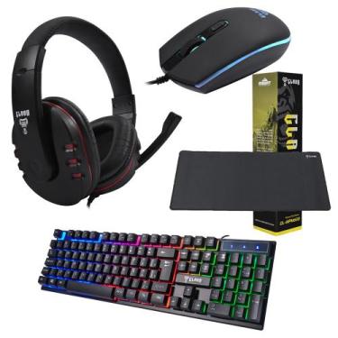 Imagem de Kit Gamer Com Teclado Mouse Headset Mouse Pad SET002 - CLANM