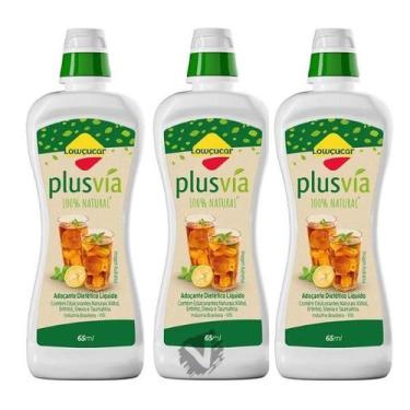Imagem de Kit 3 Adoçante Liquido Diet Lowçucar 100% Natural Plusvia 65ml