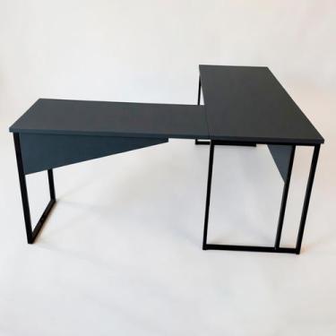 Imagem de Estação de Trabalho Mesa Escrivaninha em L 166x166 Chumbo/Preto - Real