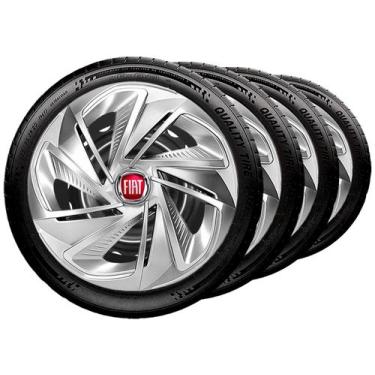 Imagem de Jogo 4 Calota Aro 14 Nitro Prata Fiat Punto Argo Siena - Elitte