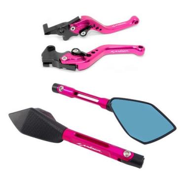 Imagem de Kit Manete Retrovisor Esportivo Lander 250 Gravado A Laser - Special L