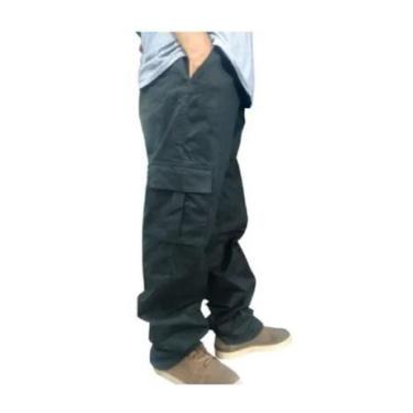 Imagem de calça cargo sarja folgada algodão kbc - PLANET STORE, Preto,  M