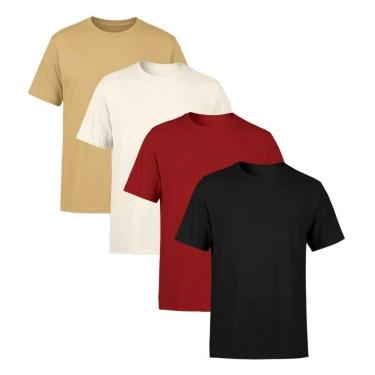 Imagem de Kit 4 Camisetas Masculina Lisa Premium 100% Algodão-Masculino