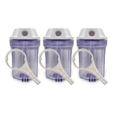 Imagem de Kit 3 Filtros Agua 5 Ponto Uso Pou Carbon Block Remove Cloro Transpare