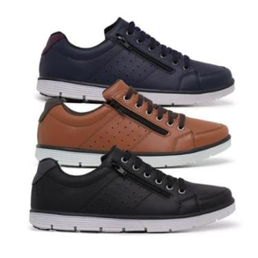 Imagem de Kit 3 Sapatênis Casual Masculino Elástico e Zíper Lateral-Masculino