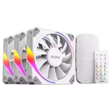 Imagem de Kit Fan Com 3 Unidades PCYES Sangue Frio 3 ARGB White Ghost, 120mm, Co